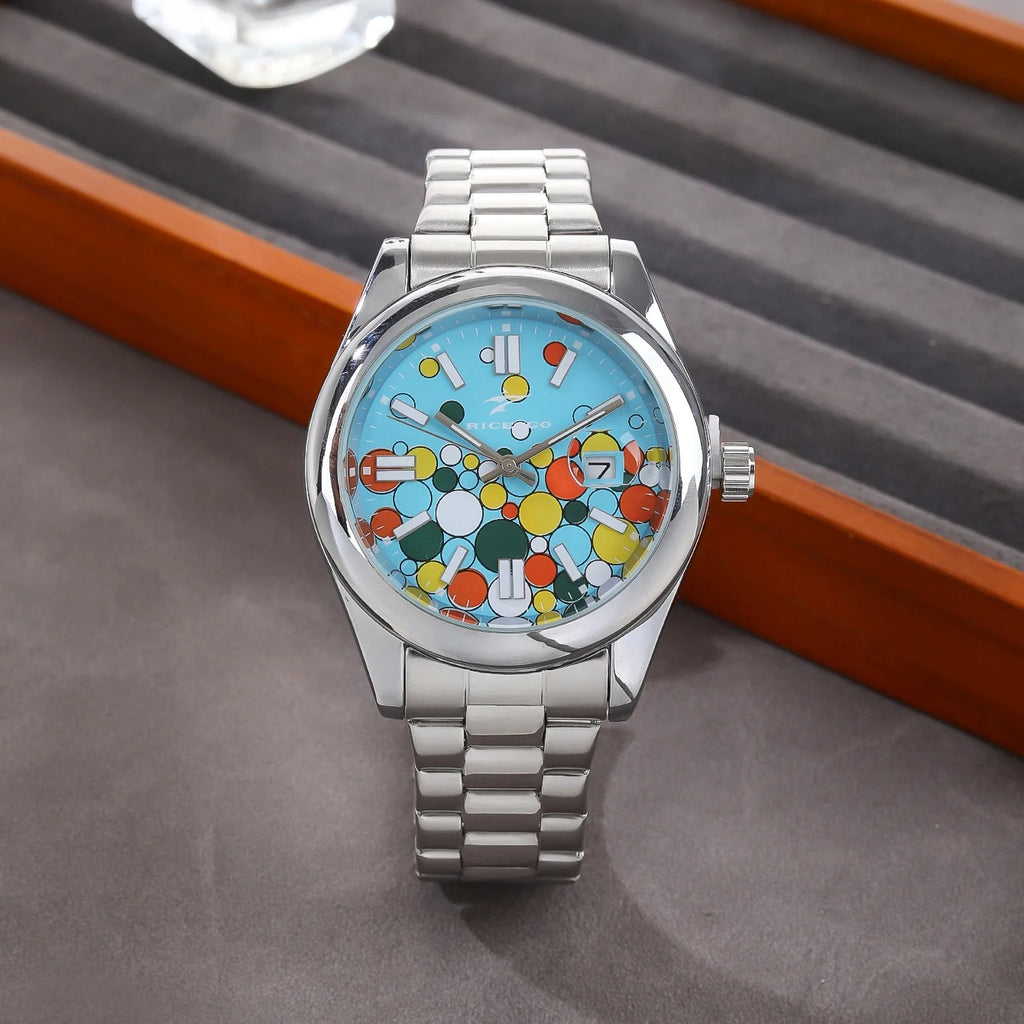 Classic Men's Quartz Watch Luxury Fashion Calendar Date Clock Round Glass Mirror Stainless Steel Business Wristwatch for Gifts ﻿