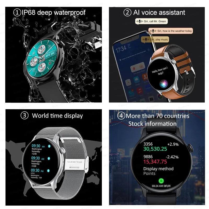 2025 NFC Smart Watch Amoled HD GPS Track Sports Heart Rate Bluetooth Call Waterproof Ladies Women Smartwatch For Women's Gift